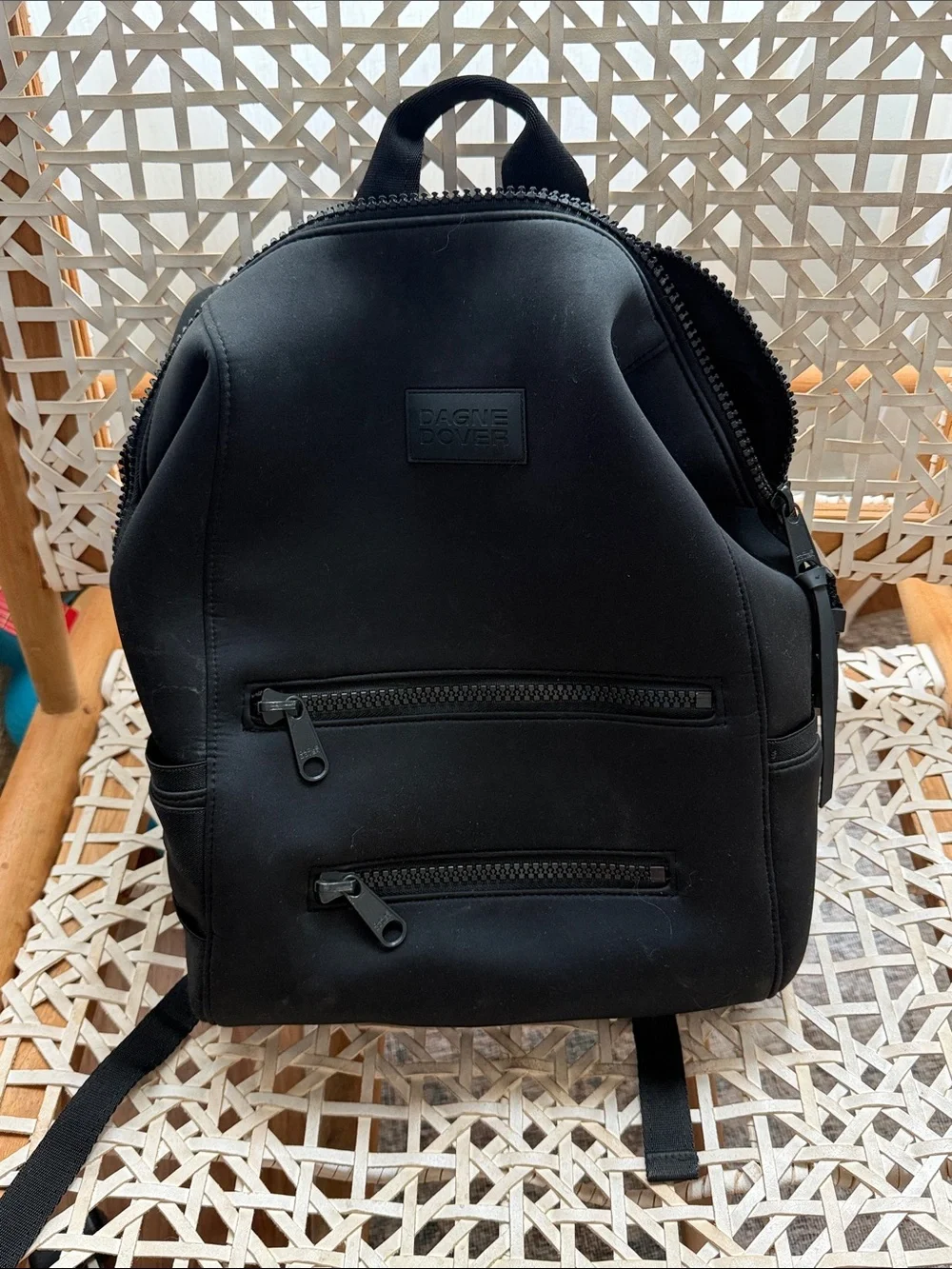 Dagne Dover Black Neoprene large Backpack - Sleek Everyday diaper bag